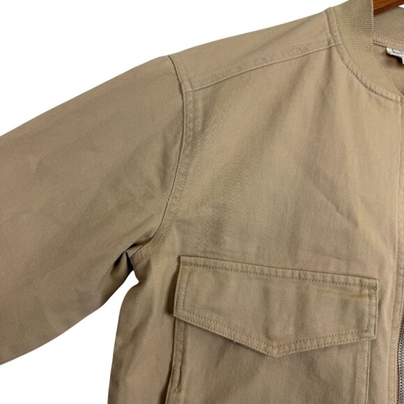 Nicole MillerTan Cropped Utility Jacket Small Cargo Pockets Full Zip Cotton - Picture 5 of 8